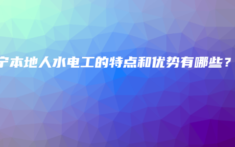 南宁本地人水电工的特点和优势有哪些？