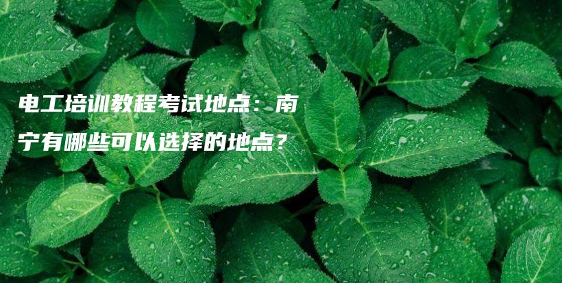 电工培训教程考试地点：南宁有哪些可以选择的地点？插图