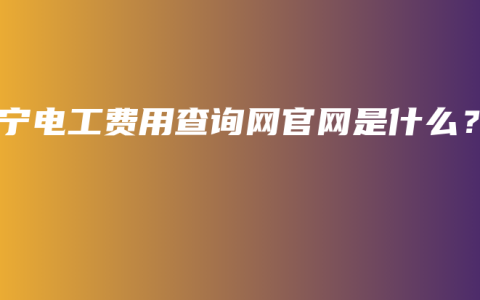 南宁电工费用查询网官网是什么？