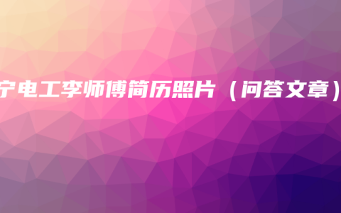 南宁电工李师傅简历照片（问答文章）