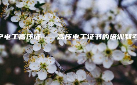 南宁电工高压证——高压电工证书的培训和考证