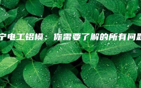 南宁电工铝模：你需要了解的所有问题