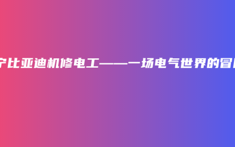 南宁比亚迪机修电工——一场电气世界的冒险