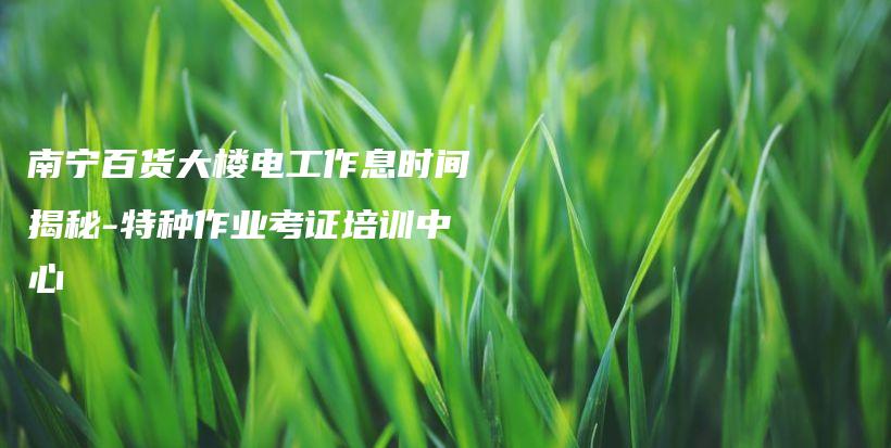 南宁百货大楼电工作息时间揭秘-特种作业考证培训中心插图