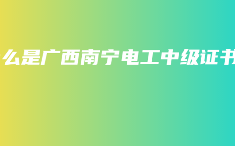 什么是广西南宁电工中级证书