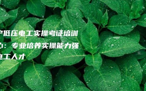 南宁低压电工实操考证培训中心：专业培养实操能力强的电工人才
