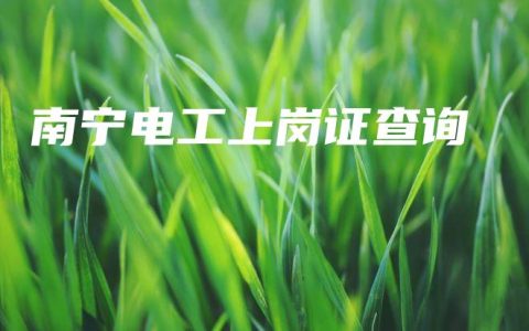 南宁电工上岗证查询