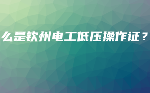 什么是钦州电工低压操作证？